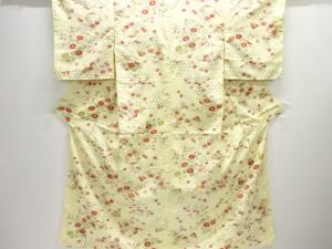 未使用品　蝶に草花模様小紋着物